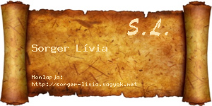 Sorger Lívia névjegykártya